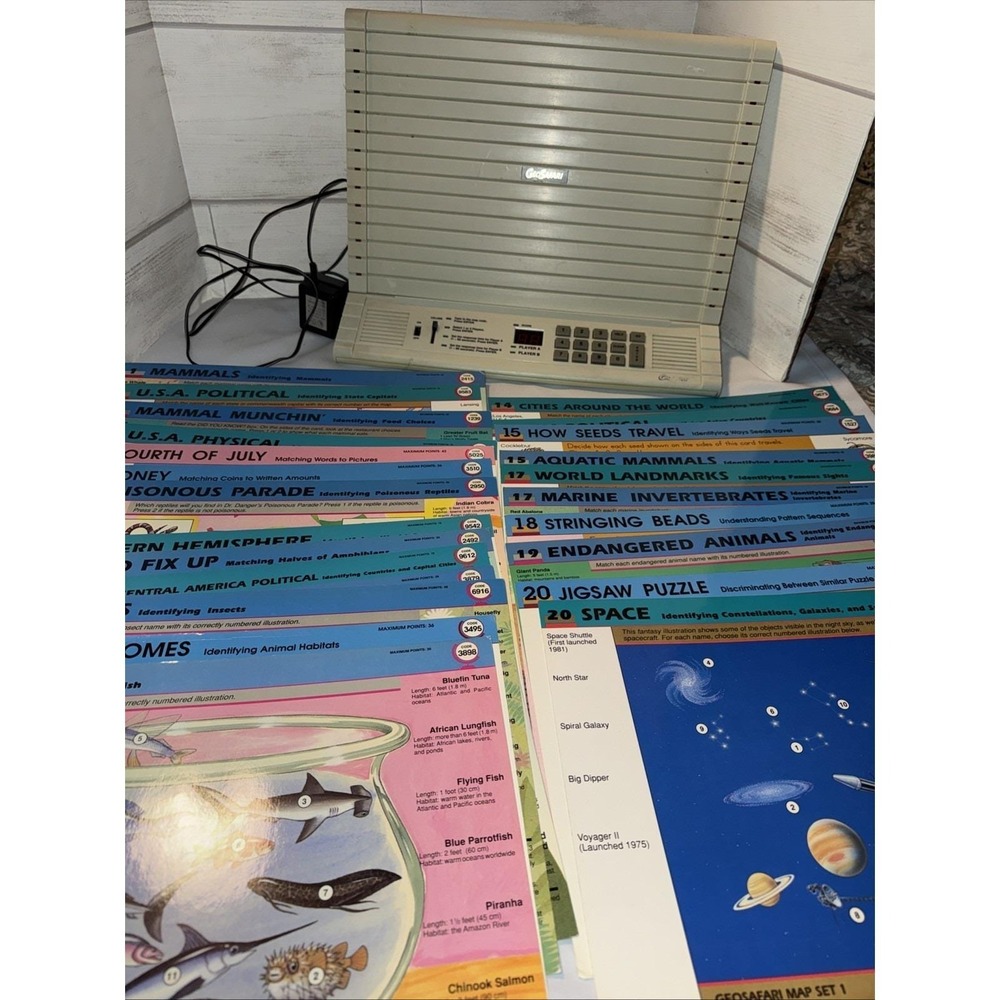 RARE Vintage GeoSafari EI-8700 Electronic Learning Game - Working 23 Cards Inc